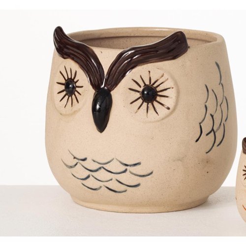 Sullivans Brown Ceramic 6 in. H X 5.5 in. L X 5.5 in. W Owl Planter
