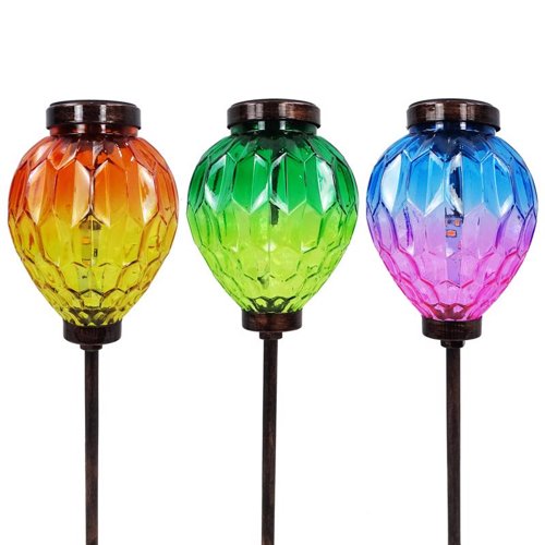 Alpine Multicolored Acrylic/Glass/Metal 15 in. H Solar Garden Stake