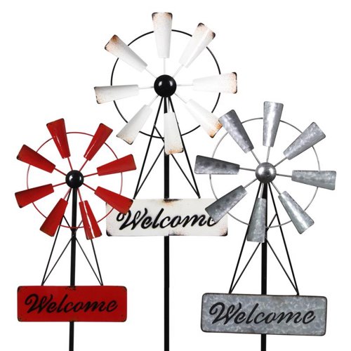 Exhart Multicolored Metal 40 in. H Welcome Windmill Stake