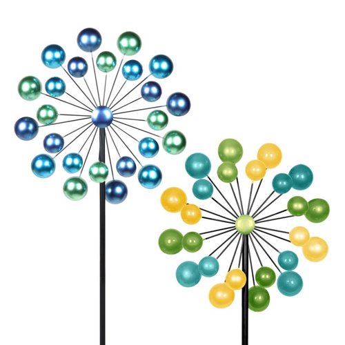Exhart Multicolored Metal 47 in. H Double Bubble Windmill Stake