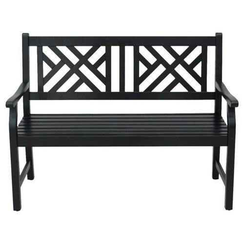 Living Accents Black Wood Outdoor Bench 36 in. H X 48.25 in. L X 24.5 in. D