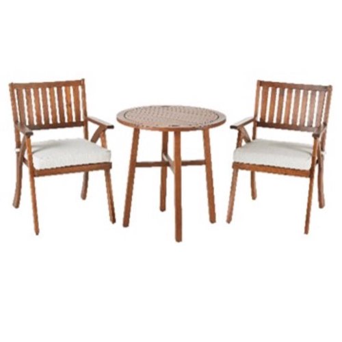 Living Accents Alwyn 3 pc Brown Wood Bistro Set White