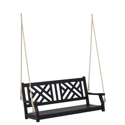 Living Accents 2 Person Black Wood Porch Swing
