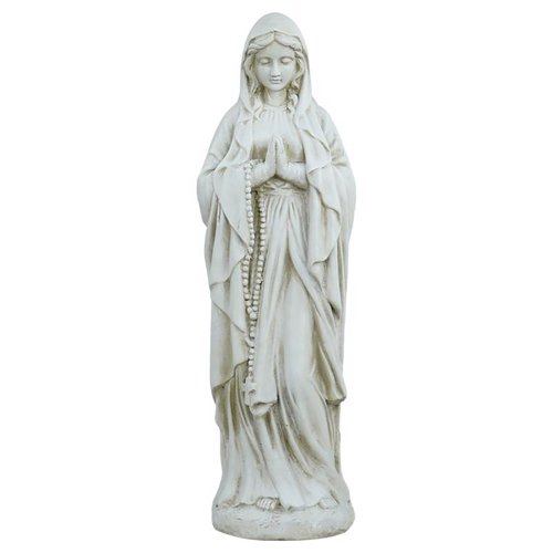 Alpine Fiberglass/MGO Gray 30 in. Praying Madonna Statue