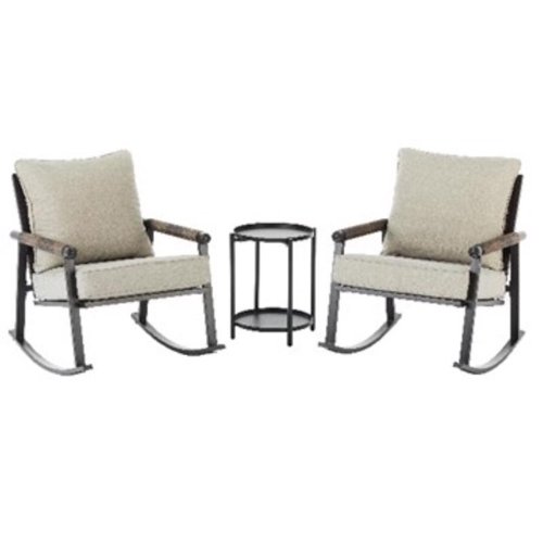 Living Accents Genesis Dark Gray Steel Frame Rocking Chair with End Table