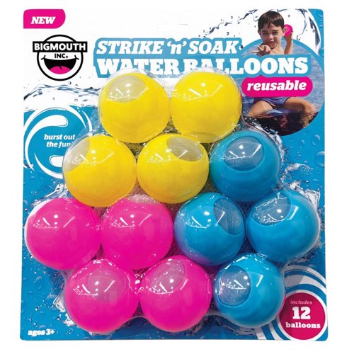 BigMouth Strike 'n' Soak Assorted Silicone Reusable Water Balloon Pool Balls