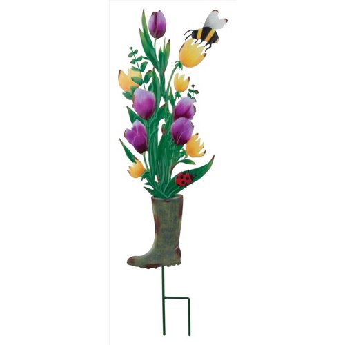 Regal Art & Gift Multicolored Metal 31 in. H X 9 in. L Flower Boot Outdoor Garden Stake