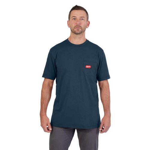 Milwaukee Gridiron M Short Sleeve Men's Round Neck Blue Tee Shirt