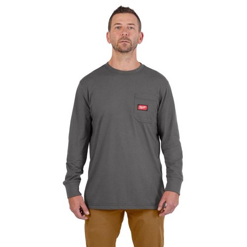 Milwaukee Gridiron M Long Sleeve Men's Round Neck Gray Tee Shirt