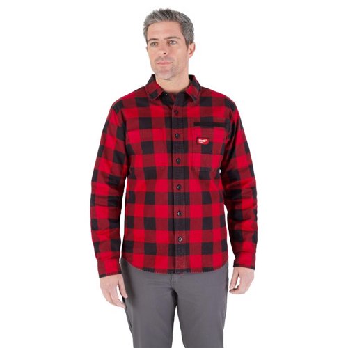 Milwaukee Gridiron M Long Sleeve Men's Collared Red Flannel Shirt