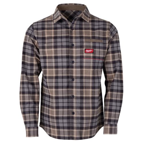 Milwaukee Gridiron XL Long Sleeve Men's Collared Gray Flannel Shirt