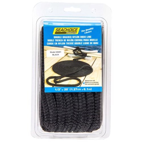 Seachoice Double Braid Black Nylon Dock Lines