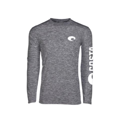 Costa M Long Sleeve Men's Crew Neck Gray Cationic Tee Shirt