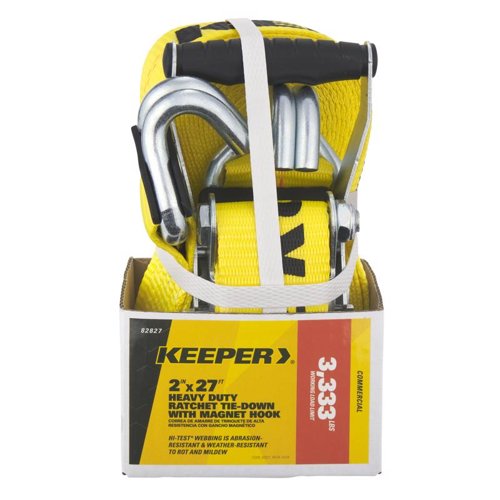 Keeper 2 in. W X 27 ft. L Yellow Ratchet Tie Down Strap 3333 lb 1 pk