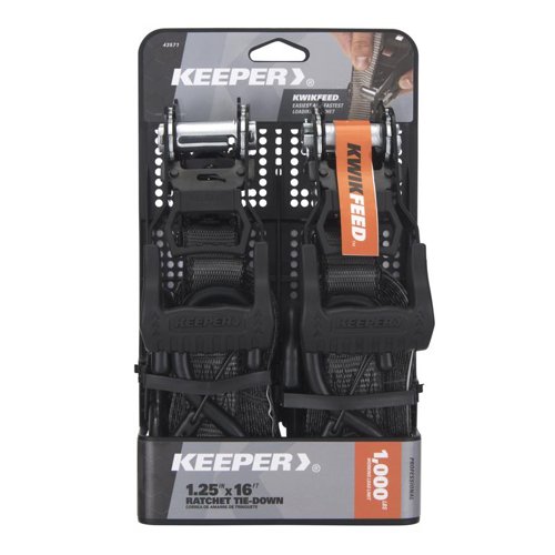 Keeper KwikFeed 1.25 in. W X 16 ft. L Gray Ratchet Tie Down 1000 lb 2 pk