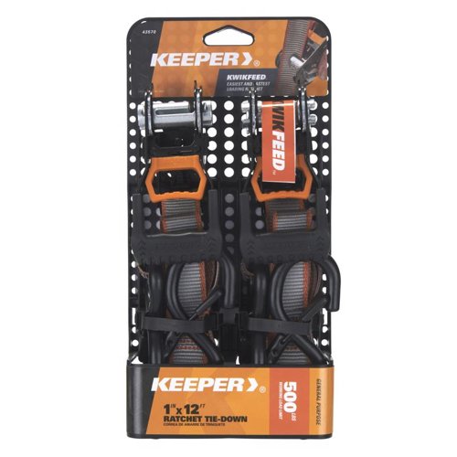 Keeper KwikFeed 1 in. W X 12 ft. L Gray Ratchet Tie Down 500 lb 2 pk