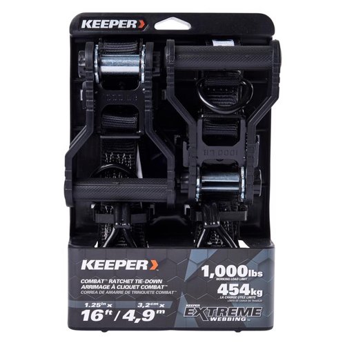 Keeper Extreme Webbing 1.25 in. W X 16 ft. L Black Ratchet Tie Down 1000 lb 2 pk
