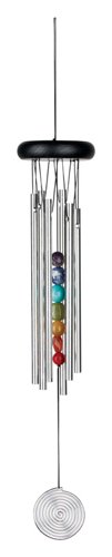 Woodstock Chimes Eastern Energies Silver Aluminum/Wood 17 in. Seven Stone Chakra Chime