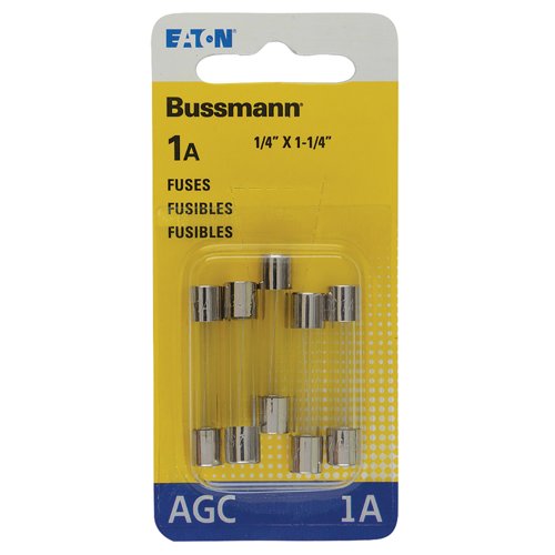 Bussmann 1 amps AGC Clear Glass Tube Fuse 5 pk
