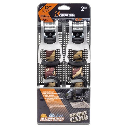 Keeper 1 in. W X 12 ft. L Camo Ratchet Tie Down Strap 550 lb 2 pk