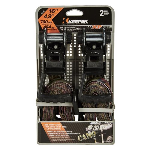 Keeper Ergo-Torque 1.25 in. W X 16 ft. L Camo Tie Down w/Ratchet 700 lb 2 pk