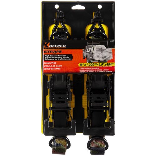 Keeper 1.75 in. W X 16 ft. L Camo Tie Down w/Ratchet 1000 lb 2 pk