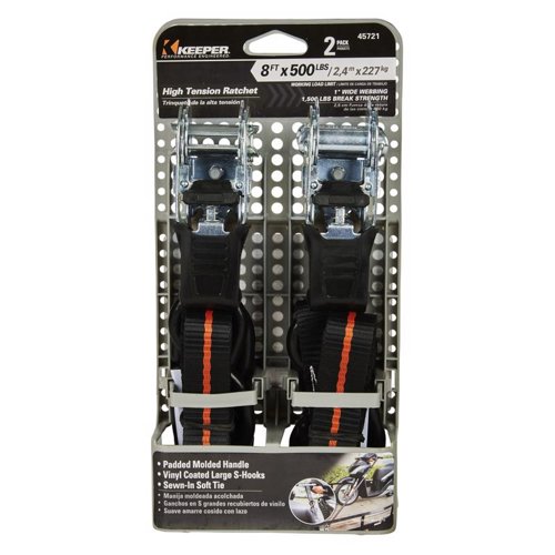 Keeper 1 in. W X 8 ft. L Black Tie Down w/Ratchet 500 lb 2 pk