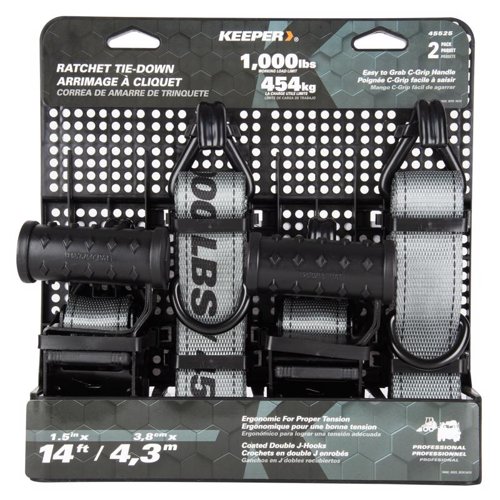 Keeper 1.5 in. W X 14 ft. L Gray Ratchet Tie Down Strap 1000 lb 1 pk