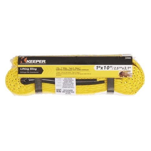 Keeper 1 in. W X 10 ft. L Black/Yellow Lifting Sling 3200 lb 1 pk