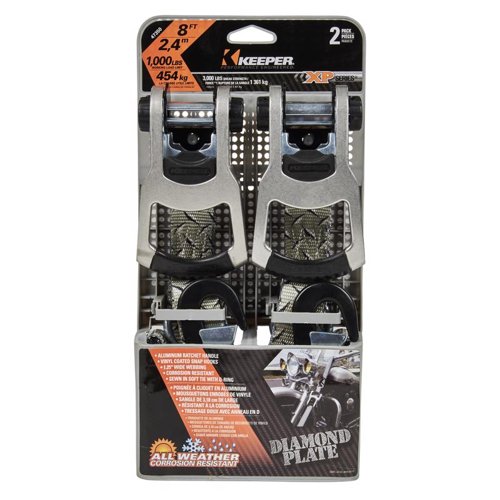Keeper 1.25 in. W X 8 ft. L Gray Tie Down w/Ratchet 1000 lb 2 pk