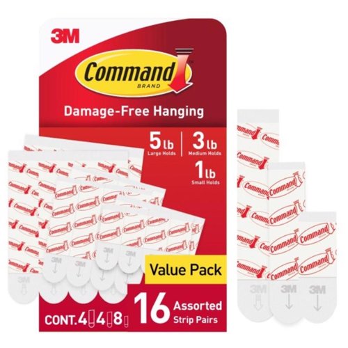 3M Command Assorted Foam Strips 16 pk