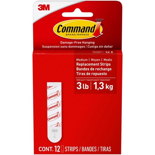 3M Command Medium Foam Refill Strips 2.75 in. L 12 pk