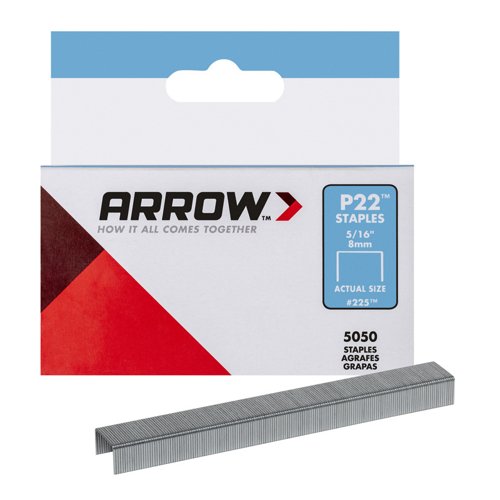 Arrow P22 7/16 in. W X 5/16 in. L 24 Ga. Medium Crown Staples 5050 pk