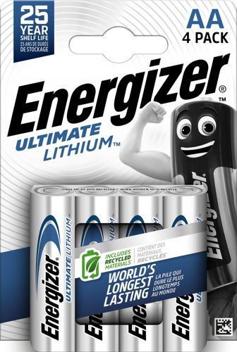 Energizer Ultimate AA Lithium Batteries (Pack 4) - E301535300