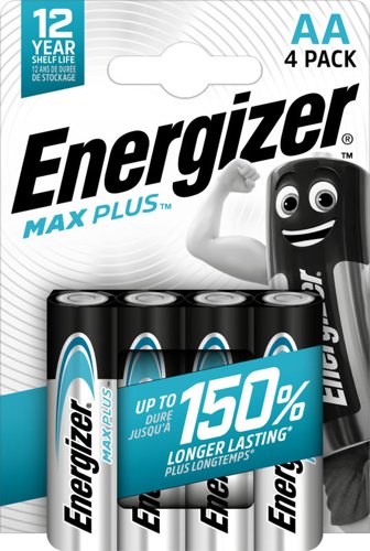 Energizer Max Plus AA Alkaline Batteries (Pack 4) - E301323602