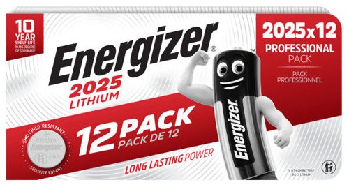 Energizer Lithium CR2025 Coin Cell Pack of 12