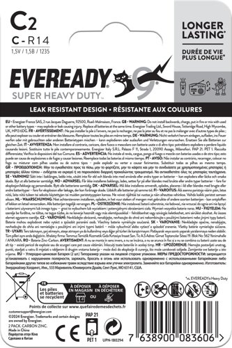 Eveready Super Heavy Duty Size C Batteries (Pack of 2) R14B2UP