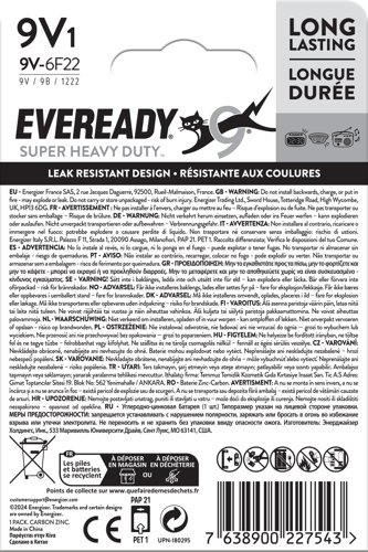 Eveready Super Heavy Duty 9V Battery 6F22BIUP