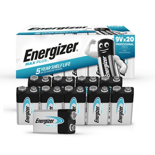 Energizer Max Plus Alkaline 9V Battery Pack of 20