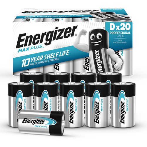 Energizer Max Plus Alkaline D Battery Pack of 20