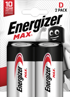 0 Energizer Max Alkaline D Pack of 2 