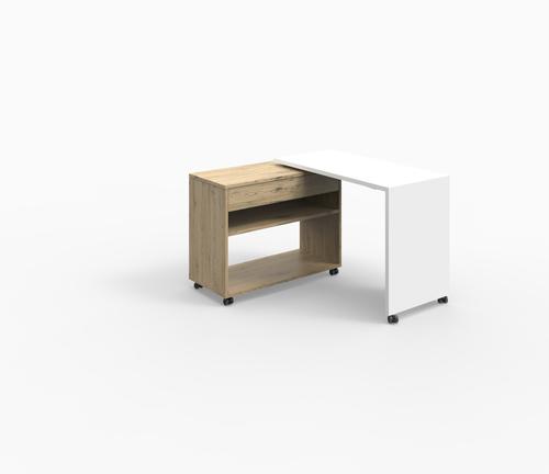 Homere compact desk white/oak