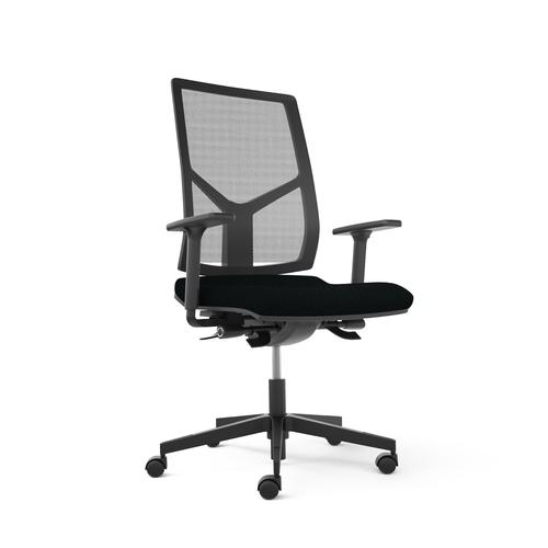 Opus Chair - synchro mechanism with tension control + Seat depth adjustment - Seat Black Bondaï fabric - High Back Black nylon - base Black mesh - sof