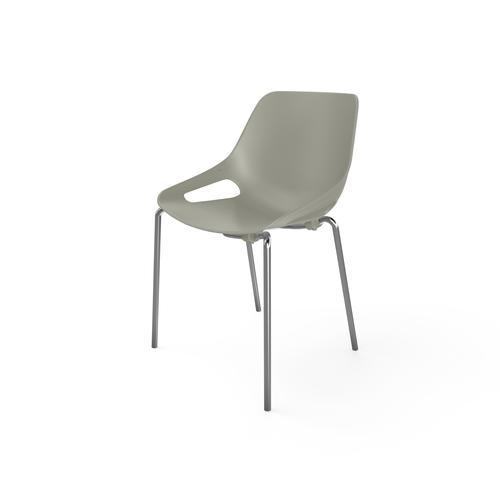 Rosalie 4 legs Chair without cushion pad - Legs in chrome metal finish- Seat in grey polypropylene