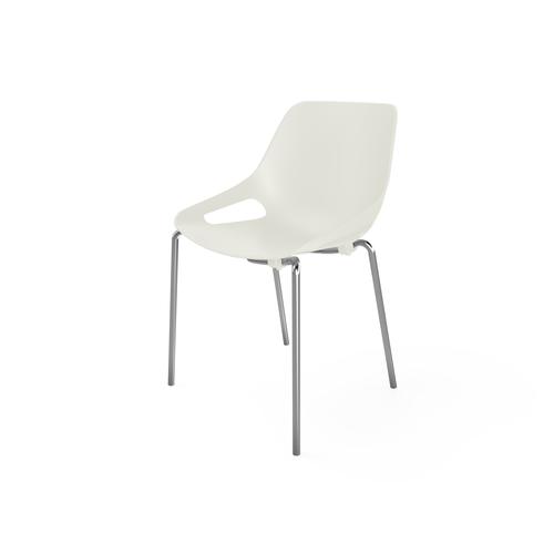 Rosalie 4 legs Chair without cushion pad - Legs in chrome metal finish- Seat in White polypropylene