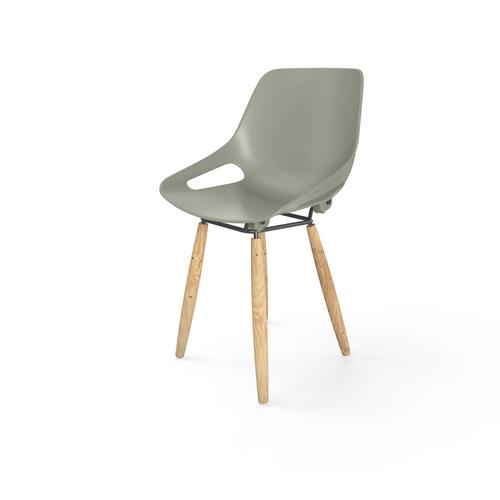Rosalie 4 legs Chair without cushion pad - Legs in natural varnish beech multiply - Seat in grey polypropylene