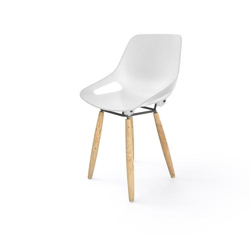 Rosalie 4 legs Chair without cushion pad - Legs in natural varnish beech multiply - Seat in White polypropylene
