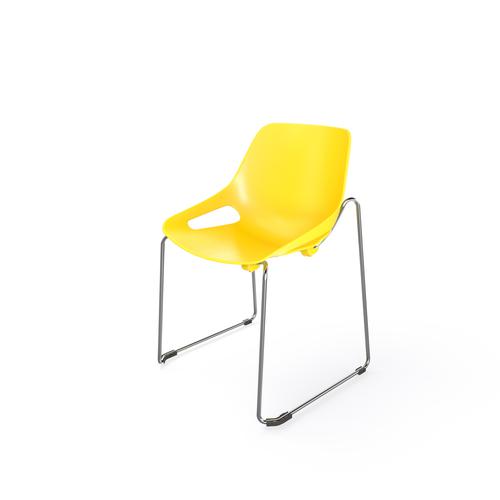 Rosalie sled base Chair without cushion pad - Legs in chrome metal finish- Seat in yellow polypropylene