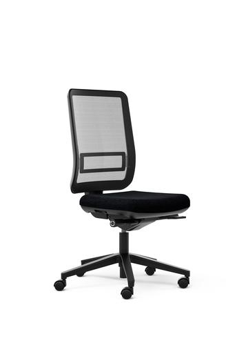 Oscar Chair - High Back - comfort mechanism - Black mesh backrest + Black shell - Seat in Black Bondaï fabric  - base in Black nylon - soft-floor cast