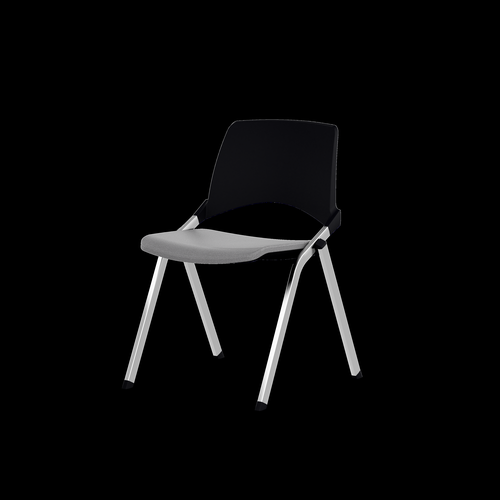 Emi Chair - fixed polypropylene back and storm grey fabric seat